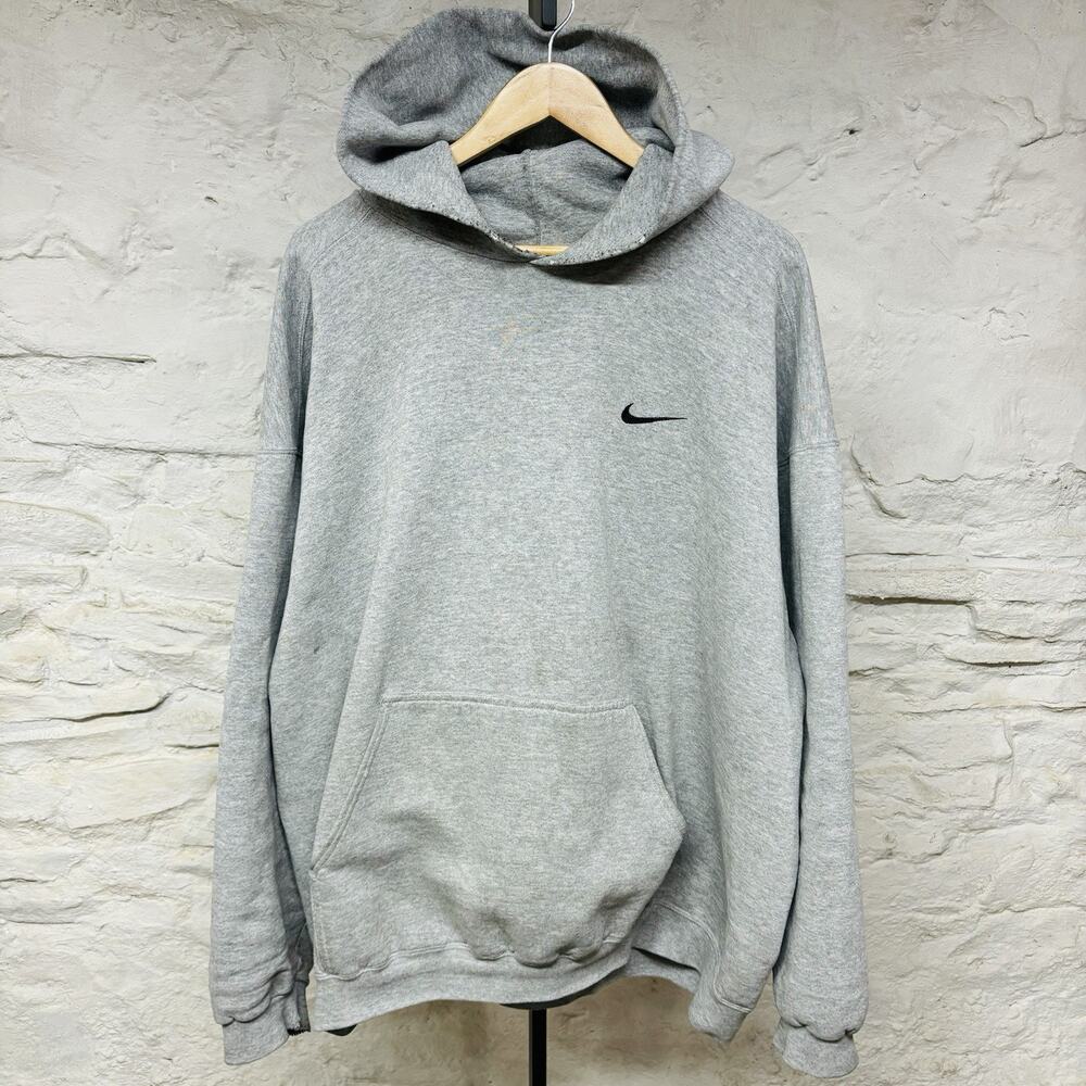 Nike Hoodie Mens XXL Swoosh Check Hoodie White Tag VtgMade in USA Distressed